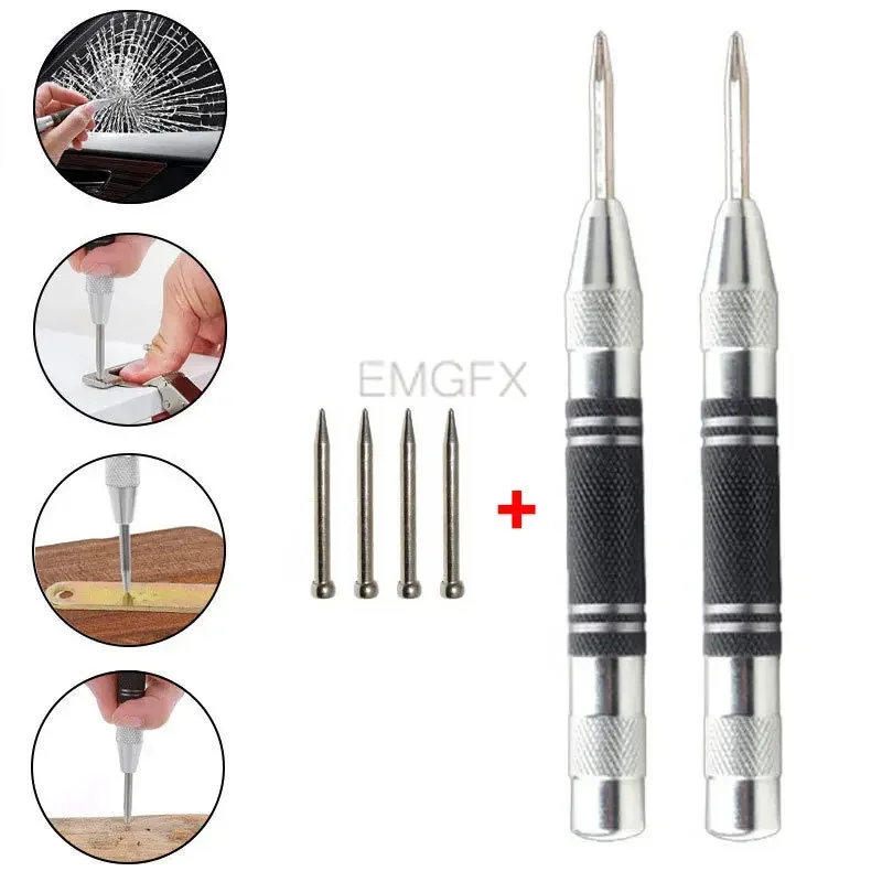 Otomatik Merkez Zımba Kerner Konumlandırma Yayı Ayarlanabilir İşaretleyici Zımba Genel Ağaç İşleme Cam Pres Dent Metal Matkap 128mm