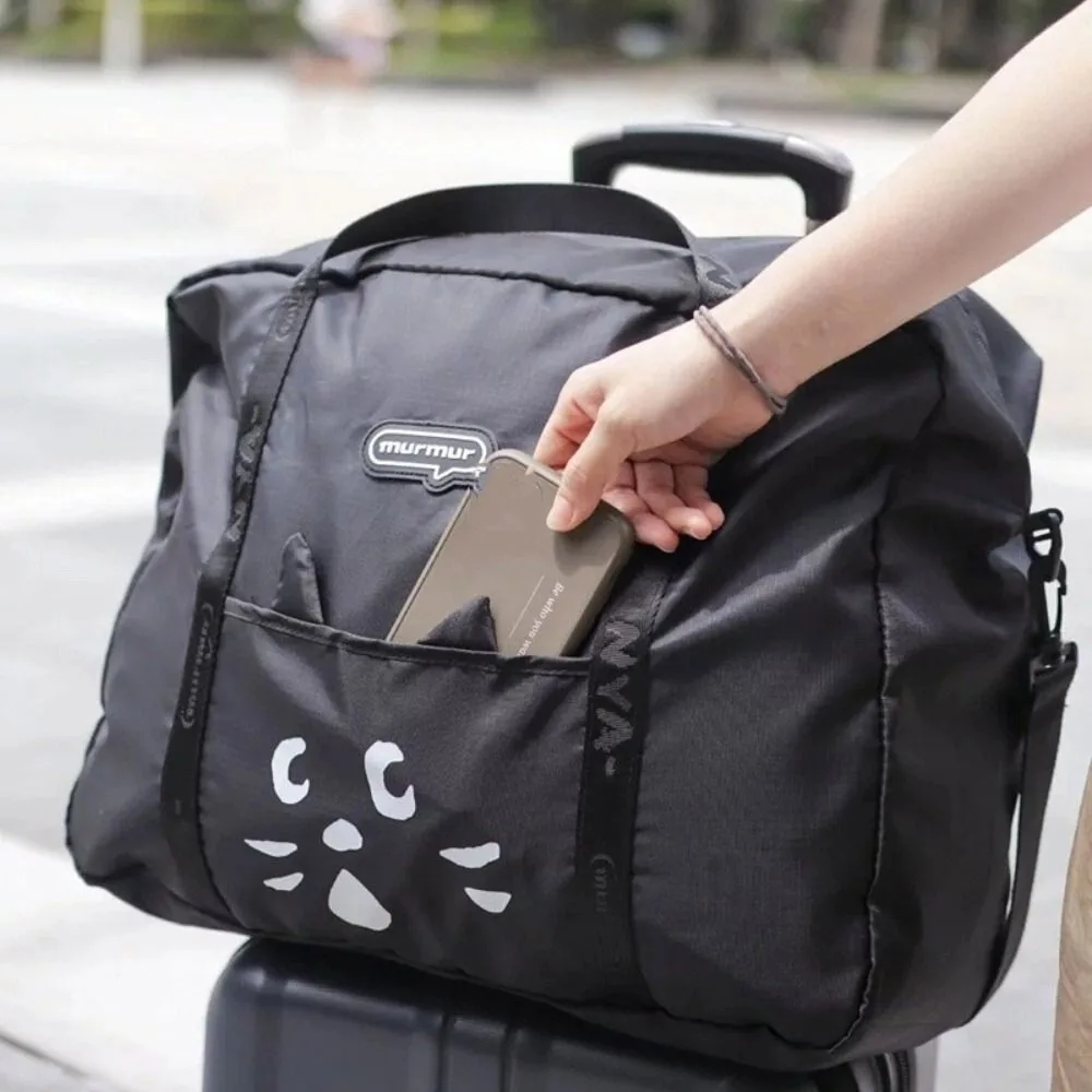 

Shoulder Bag Cartoon Cat Nylon Cloth Bag Wet Dry Separation Nylon Travel Duffel Bag Portable Durable Gym Storage Bag
