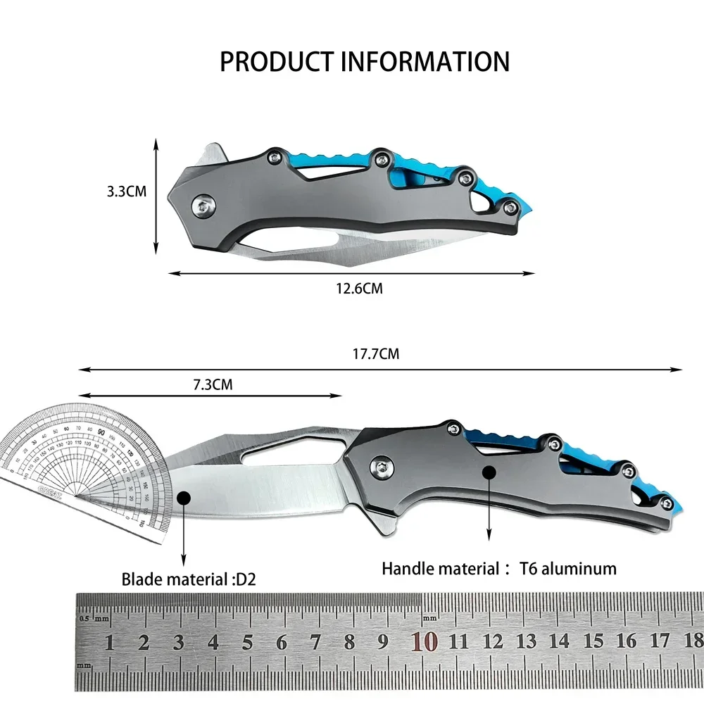 Flipper Assisted Folding Blade Knife D2 Steel T6 Aluminum Handle Outdoor Camping Hunting Tactical Knives Pocket EDC Tool