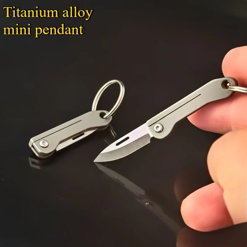 1 Titanium Alloy Mini Folding Knife, EDC Keychain Portable Multi-function Cutter, Suitable for Self-defense and Letter Opening