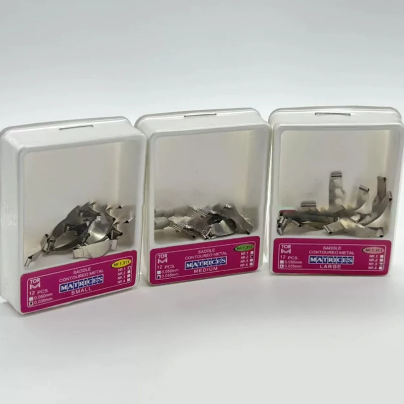 12Pcs Dental Sectional Contoured Metal Matrices Matrix Band Seperating Ring Dentist Tools Teeth Forming Dental Supplies