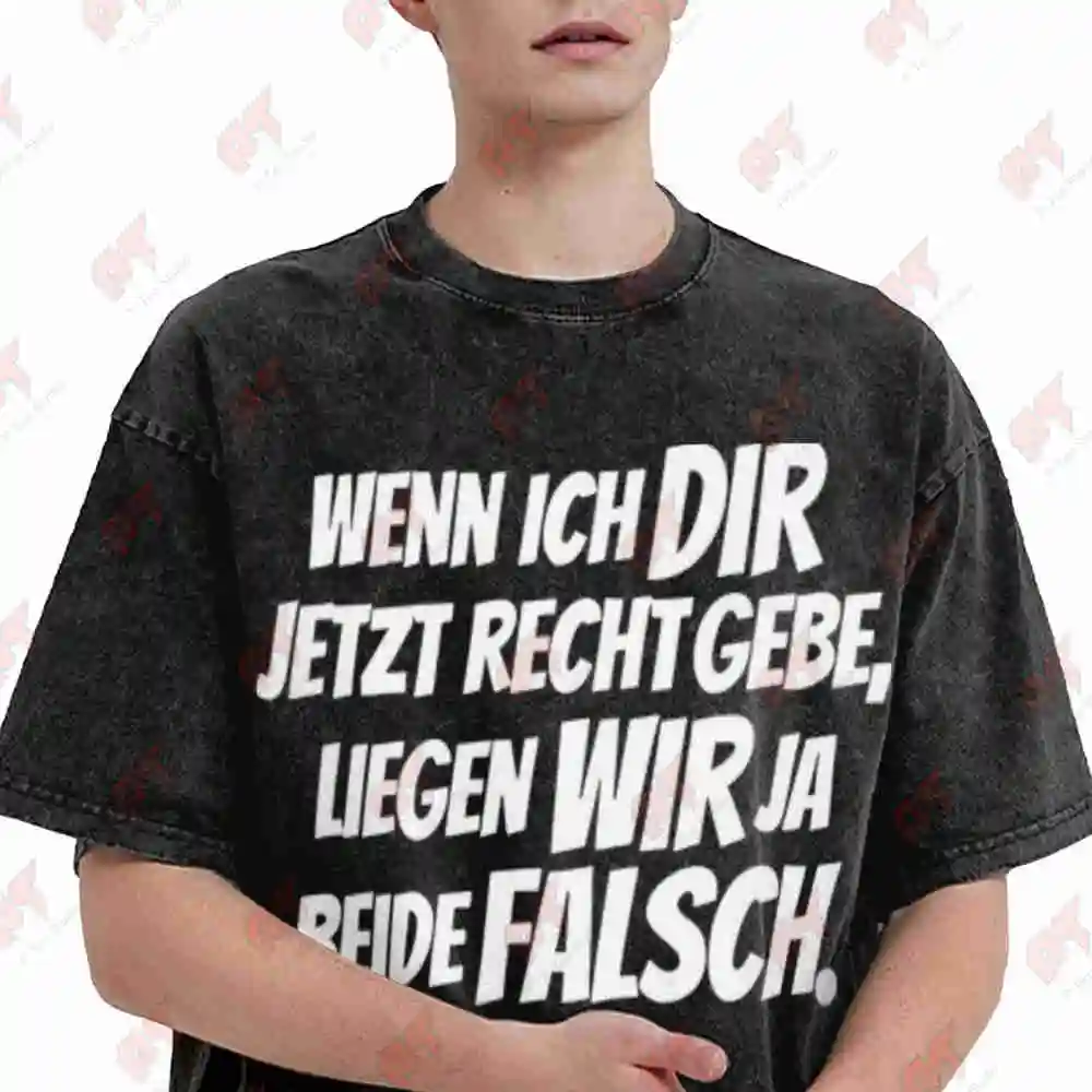 German Saying Vintage Washed Tee Pure Cotton T-Shirt