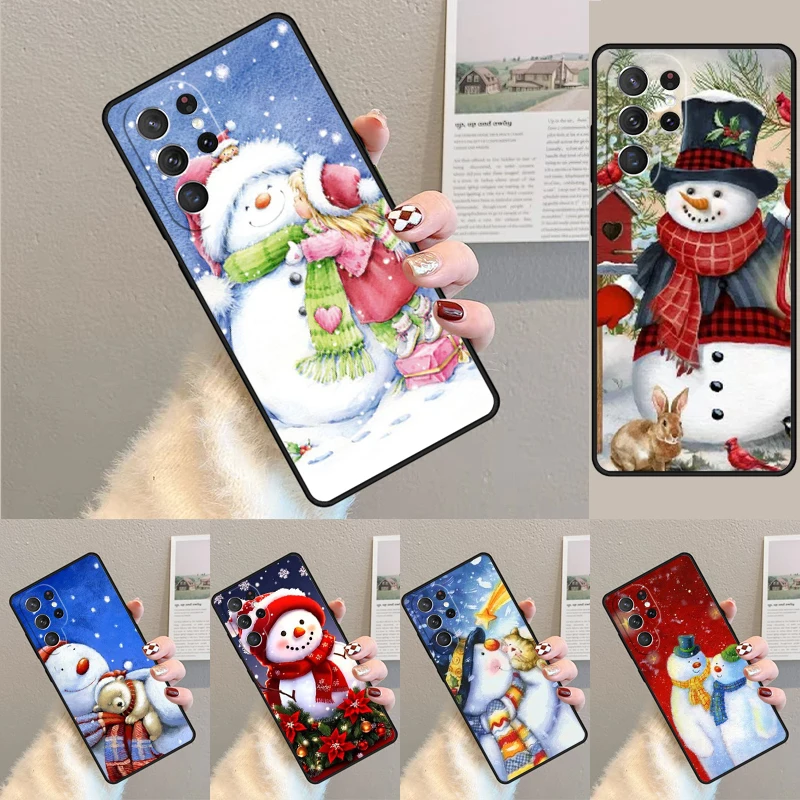 Christmas Snowman Penguin Santa Reindeer phone case Cover For Samsung Galaxy S24 Ultra S21 S22 S8 S9 S10E Note 10 Plus 20 FE S23