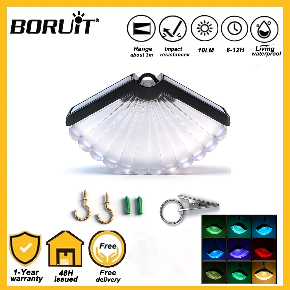 BORUiT Outdoor Garden Solar Light Waterproof Landscape Night Light Fan-Shaped Home Garden Courtyard Hanging Courtyard Fence Lamp