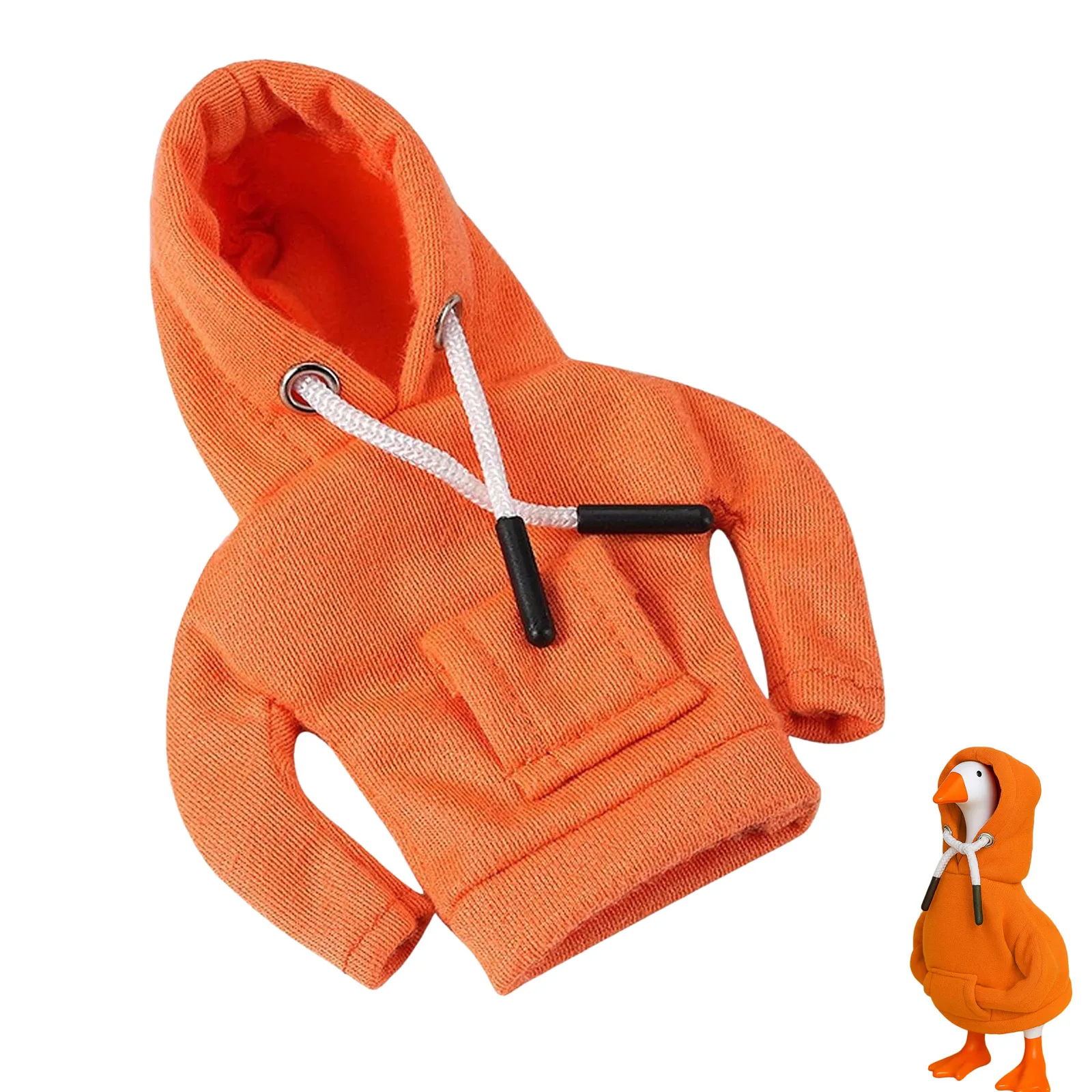 Felpa con cappuccio da scrivania da 7 pollici con statua d'oca, felpa con cappuccio in miniatura con vestiti con coulisse per la decorazione della tavola d'oca da tavolo