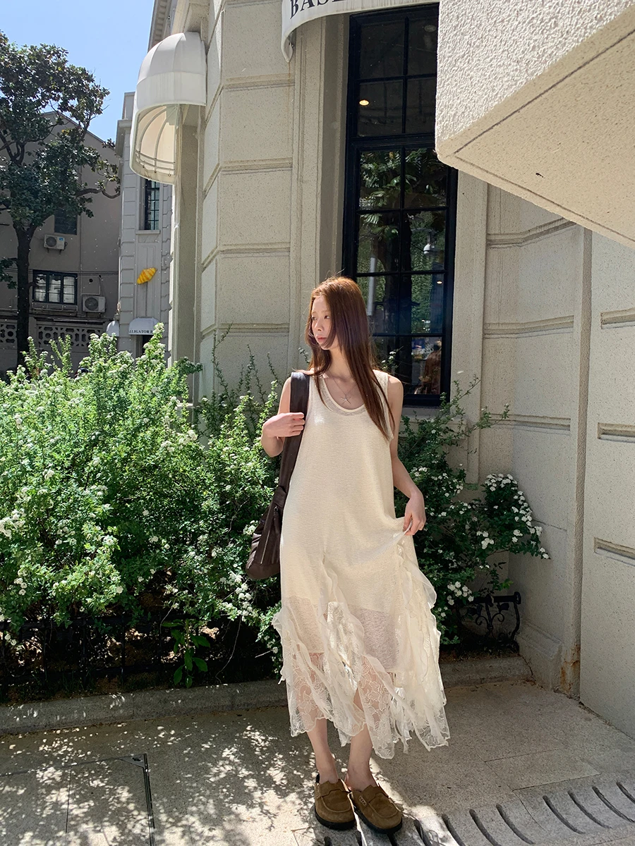 

Elegant Red Dress Women's Summer 2026 New Style High Waist A-Line Gown Sleeveless Polyester And Linen Blend Casual Wear