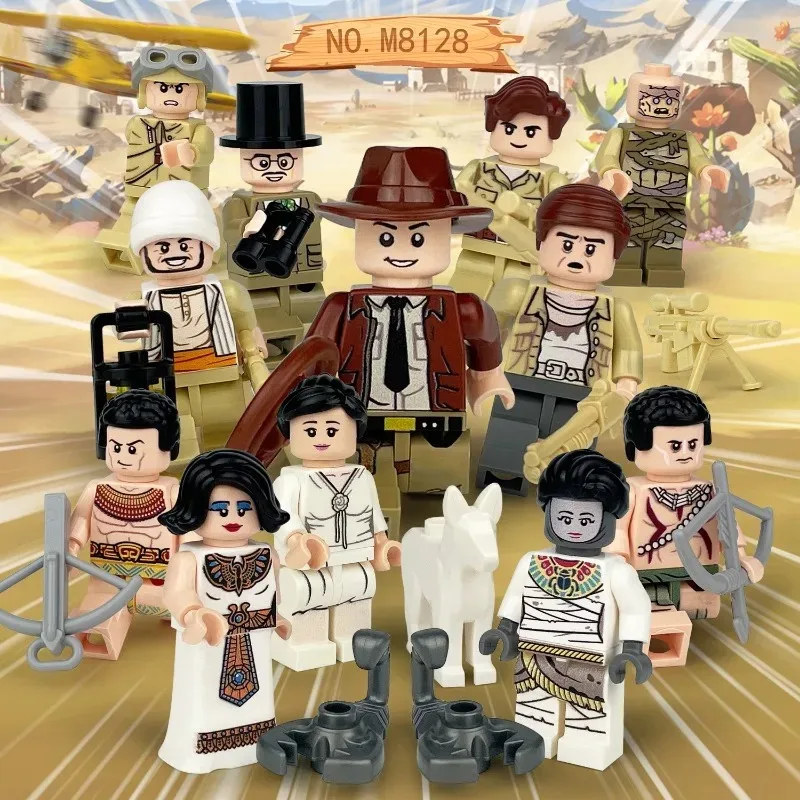 Adventure Raiders Ägyptische Puppe M8128, zusammengebaute kleine Teile von Lernspielzeug für Jungen und Mädchen als Geschenke