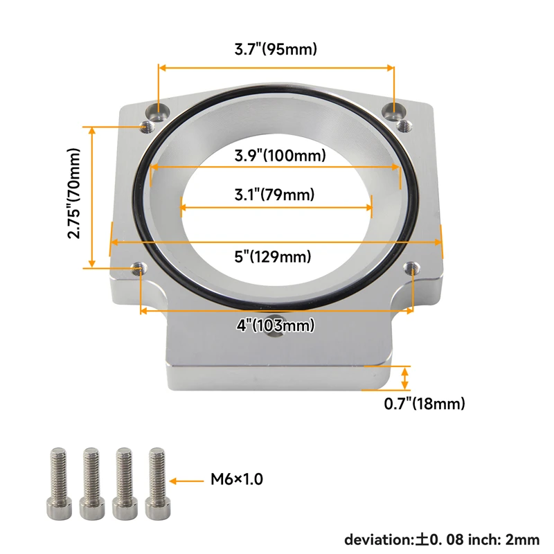 Manifold Adapter Plate for 102mm Throttle Body Fit For GM GEN III LS1 LS2 LS6 LSX LS4