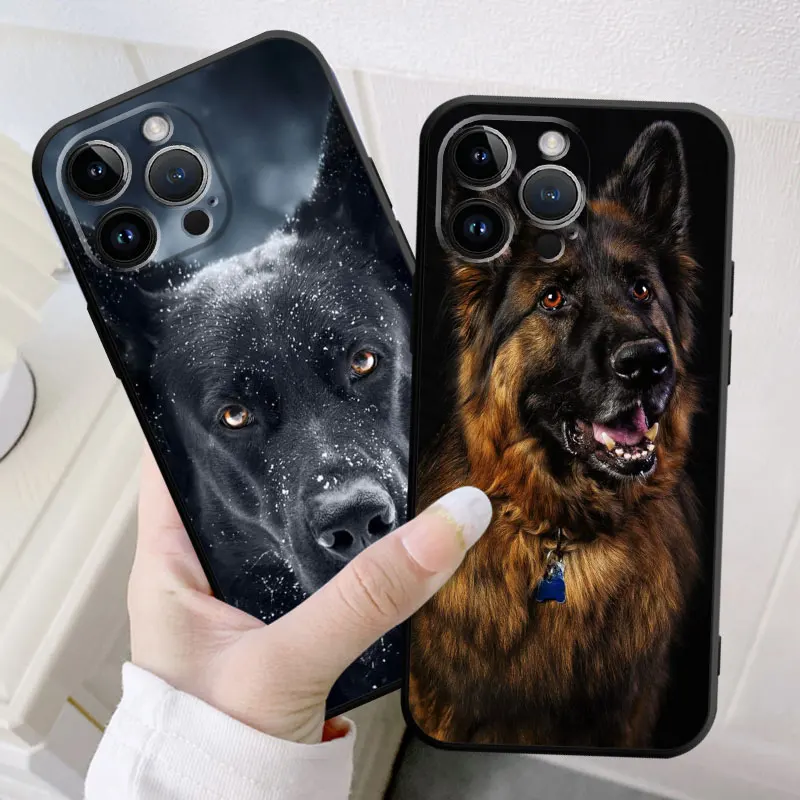 German Shepherd Dog Case for iPhone 8 Plus 7 6s 11 XS X 13 Pro 14 Pro Max SE XR 12 Mini 14 Pro 6 13Mini Luxury Silicone Cover