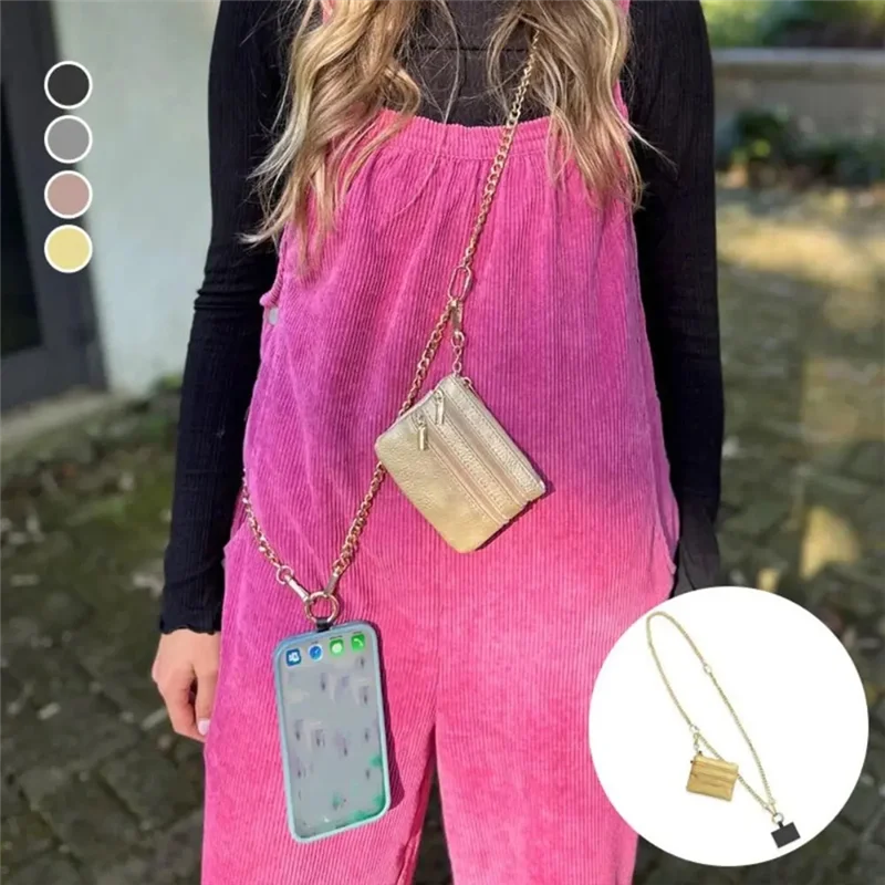 ABRT-With Zipper Pocket Mobile Phone Lanyard Chain Bag Chain Multi-Functional Cell Phone Lanyard Chain Bag Phone Lanyard