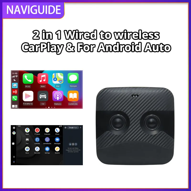 

2in1 Wireless CarPlay Dongle Wireless Android Auto Adapter AI Smart Box Car Intelligent Systems For Car With Wired CarPlay