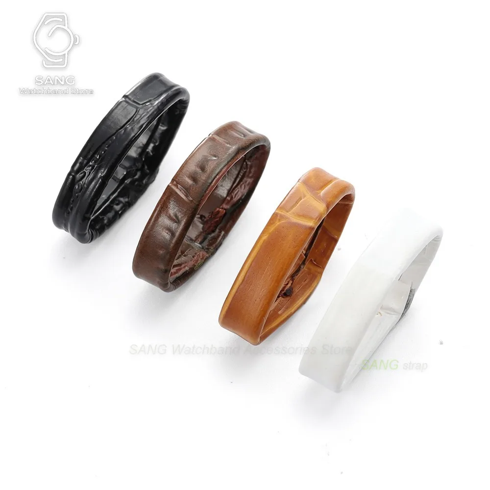 2/4/6pcs Brown Leather Band Keeper 12/14/16/18/19/20/21/22/23/24mm Loop Buckle Straps Locker Rings Holder Loop Bracelet Retainer