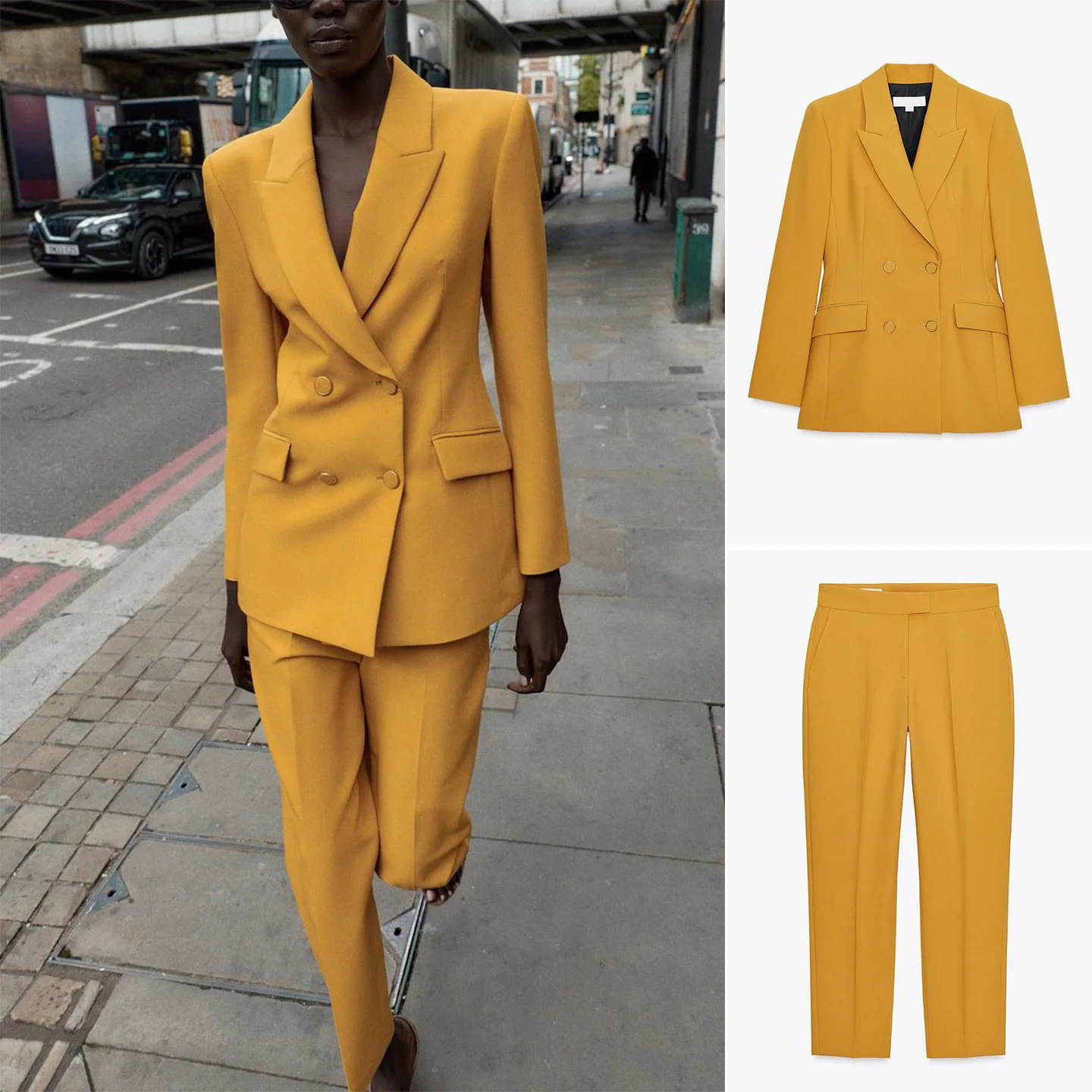 

Женский костюм-майка на заказ с подушечками на пуговицах, длинные брюки с высокой талией, облегающие брюки, комплект из двух предметов, Faionable Wor...