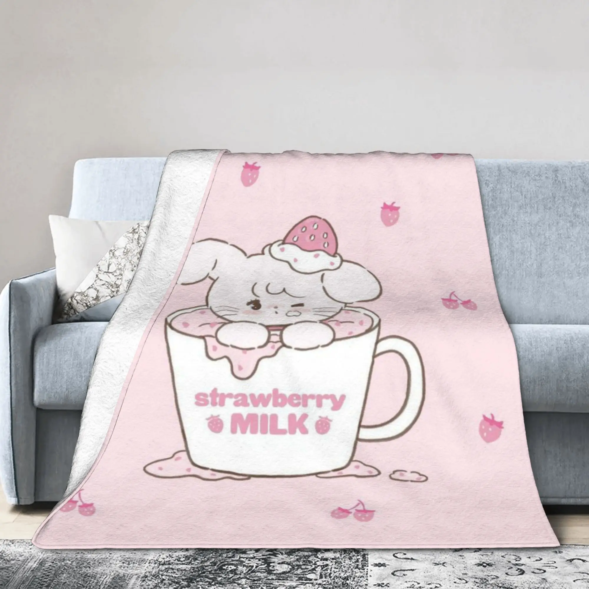 Mikkos Strawberry MILK Blanket Cover Velvet Super Soft Throw Blankets for Bedding Couch Bed Rug