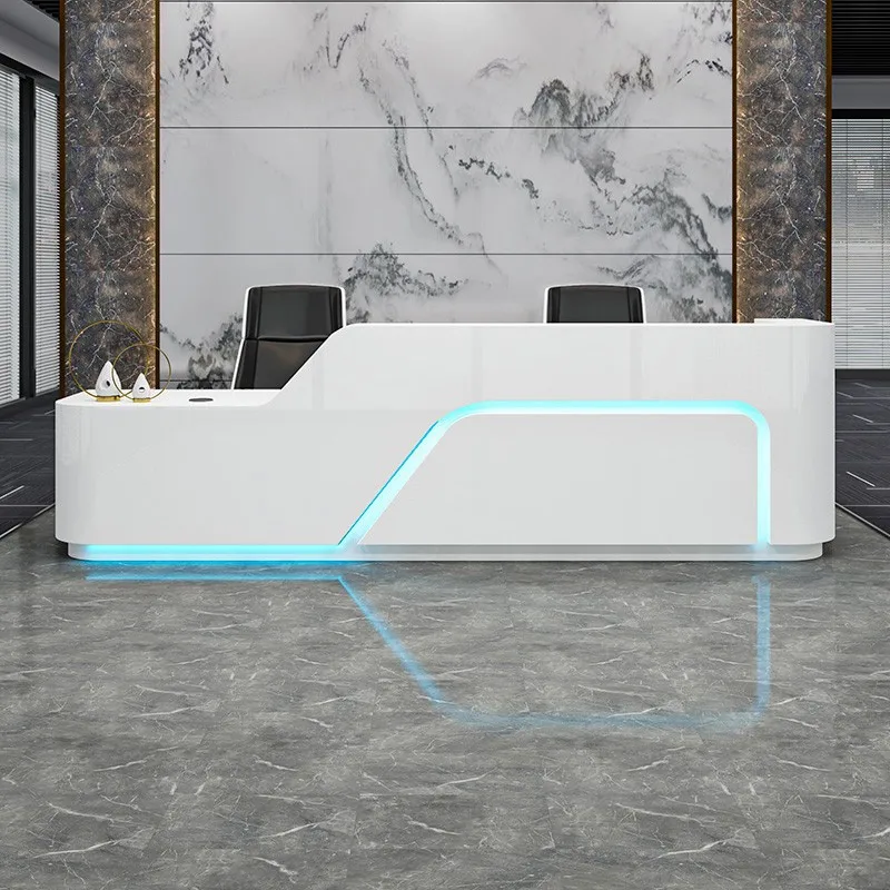 

Company Front Desk Reception Desk High Quality Simple Modern Display Curved Desks Store Welcome Adult Schreibtisch Furniture