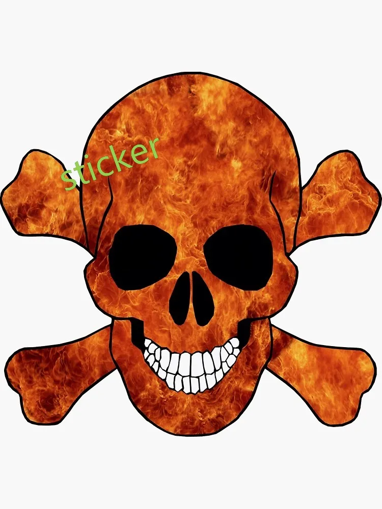 Flaming Pirate Skull Decal Car Window Motorcycle Decal Vinyl Cover Scratches Bumper Waterproof Accessories
