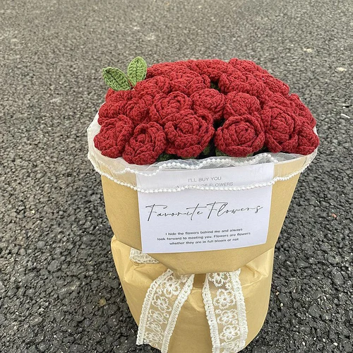 인공 니트 장미 결혼식 생일 시뮬레이션 선물, 꽃 부케, 집 거실 탁상 꽃꽂이 장식, 1PC