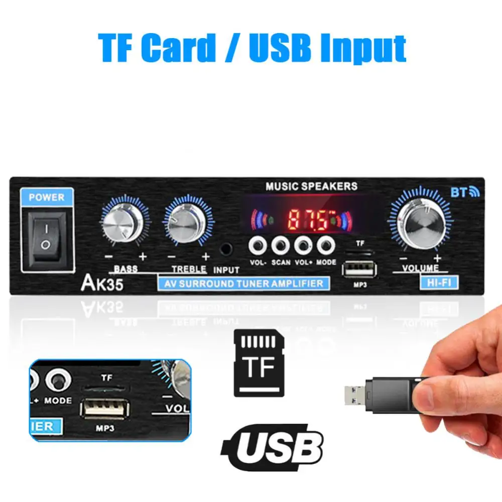 Home مكبرات صوت رقمية ، مضخم صوت جهير ، Hifi FM ، مضخم صوت موسيقى آلي ، سماعات ، 110-240 فولت ، 380 ، 800 واط