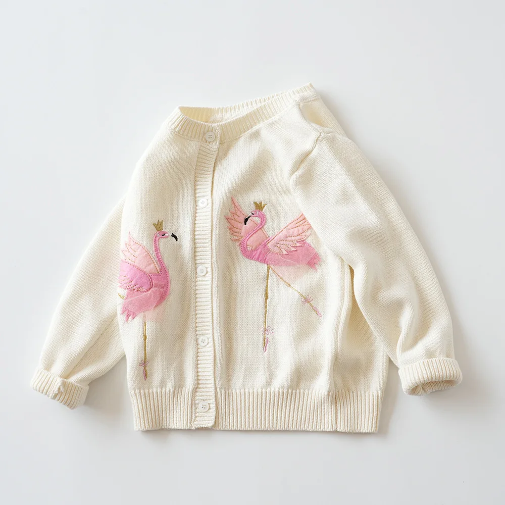 Baby Girls Princess Knitted Sweater Cardigan, Spring Autumn Long Sleeve Outerwear Support Wholesale Kids Clothes