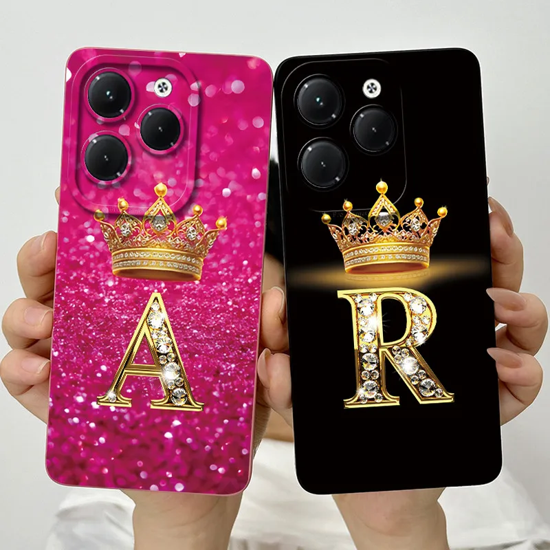

Чехол для Infinix Hot 40 Pro 40i Crown Letter Funda, мягкая жидкая силиконовая задняя крышка для Infinix Hot40 Hot40i 40Pro, бампер в виде ракушки