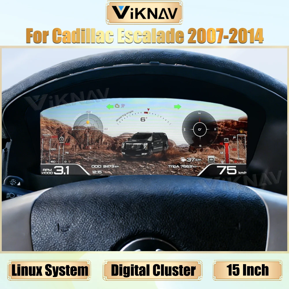 

Viknav 15 Inch Car Digital Dashboard Speedometer For Cadillac Escalade 2007-2014 Car Digital Cluster LCD Screen CockPit Panel