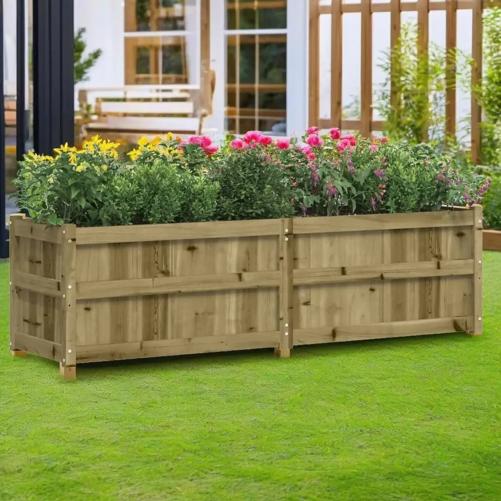 70.9x19.7x19.7 Inch Wooden Garden Planter - Durable Impregnated Pine for Outdoor Use