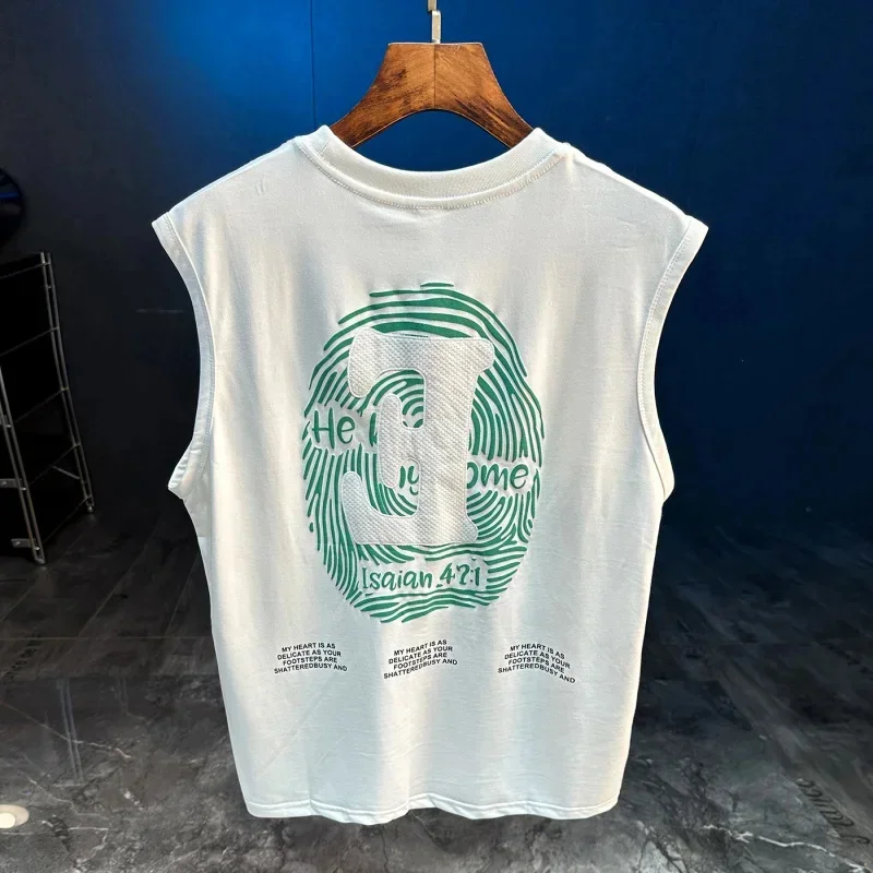 

Лето 2026, новая спортивная майка без рукавов для фитнеса, мужская повседневная баскетбольная модная универсальная футболка с принтом