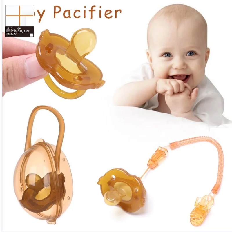 New Creative Silicone Bear Pacifier Day Round Head Night Flat Head Storage Box Chain Baby Teether Toys Newborn Pacifier