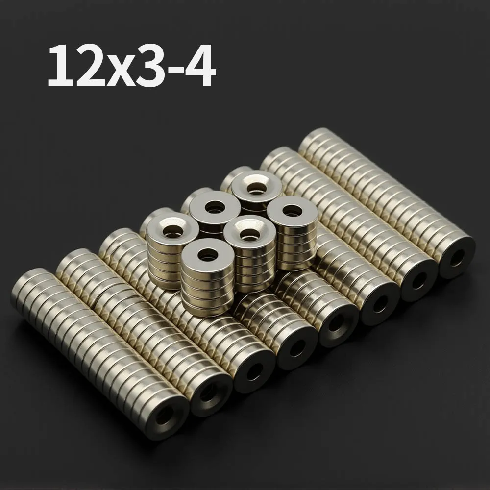 

12x3-4 мм Мощный неодимовый магнит с отверстиями N35 NdfeB Постоянный магнитный Imanes Круглые сверхсильные магниты на холодильник DIY