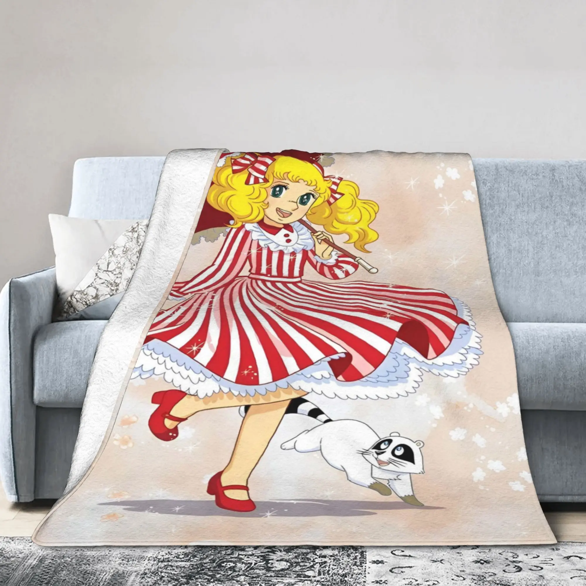 Candy Candy  Fleece Blanket Romance Anime Manga  Funny Throw Blanket for Home Hotel Sofa  150*125cm Plush Thin Quilt