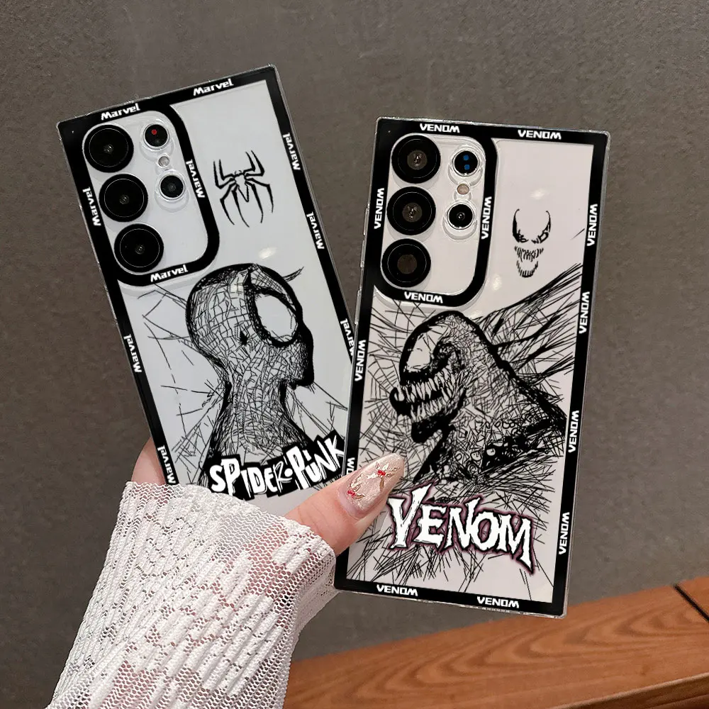 Custodia per telefono Venom spiderman black Marvel per Xiaomi Redmi Note 13 12C 11 10C 10s 9s 9A 9T 9C 8 Pro Max 4G 5G Cover trasparente