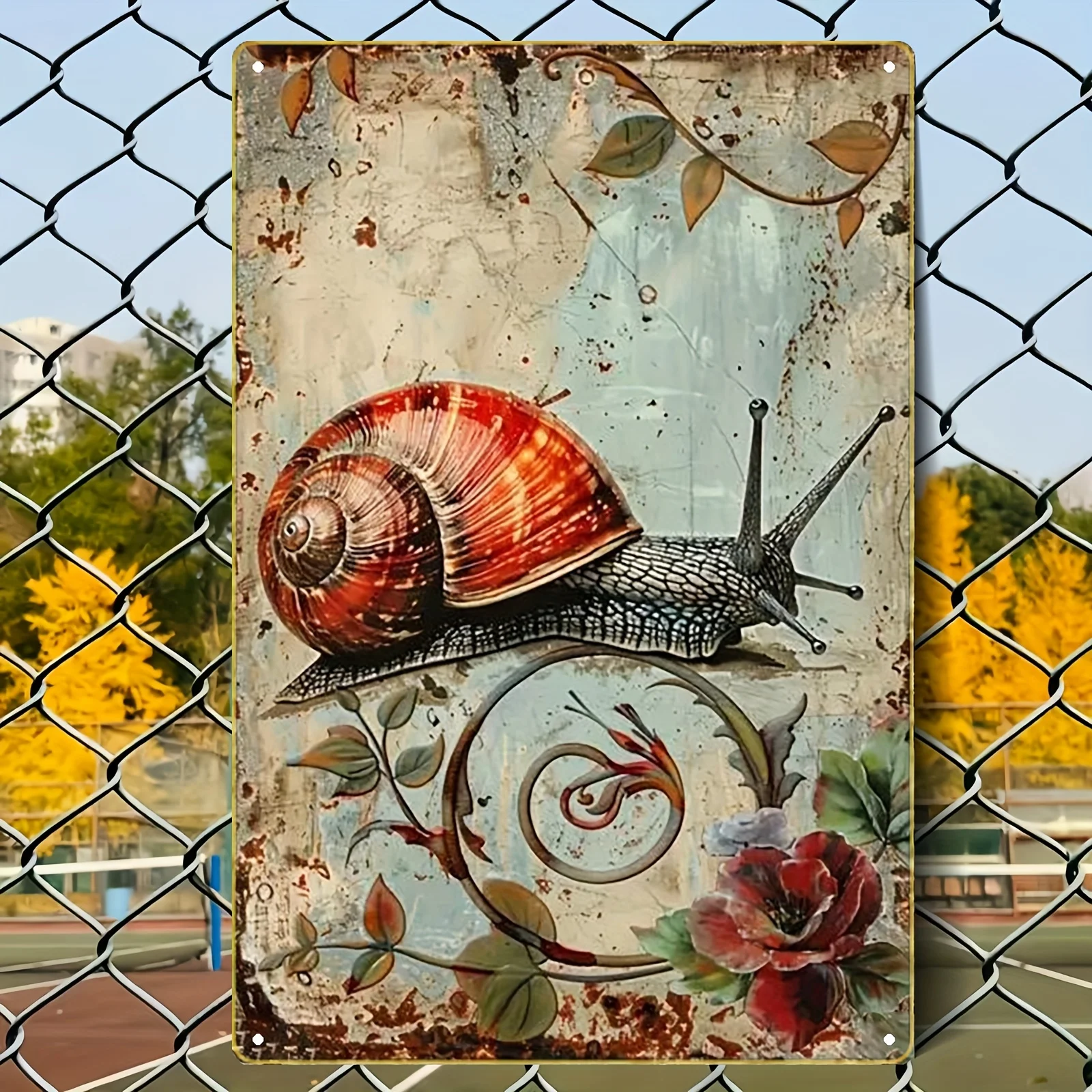 2D Flat, 1pc 2D Metal Iron Sign, Vintage-style Snail Metal Artwork, Exquisitely Unique, 20*30cm/8*12inch, Perfect for Home Decor