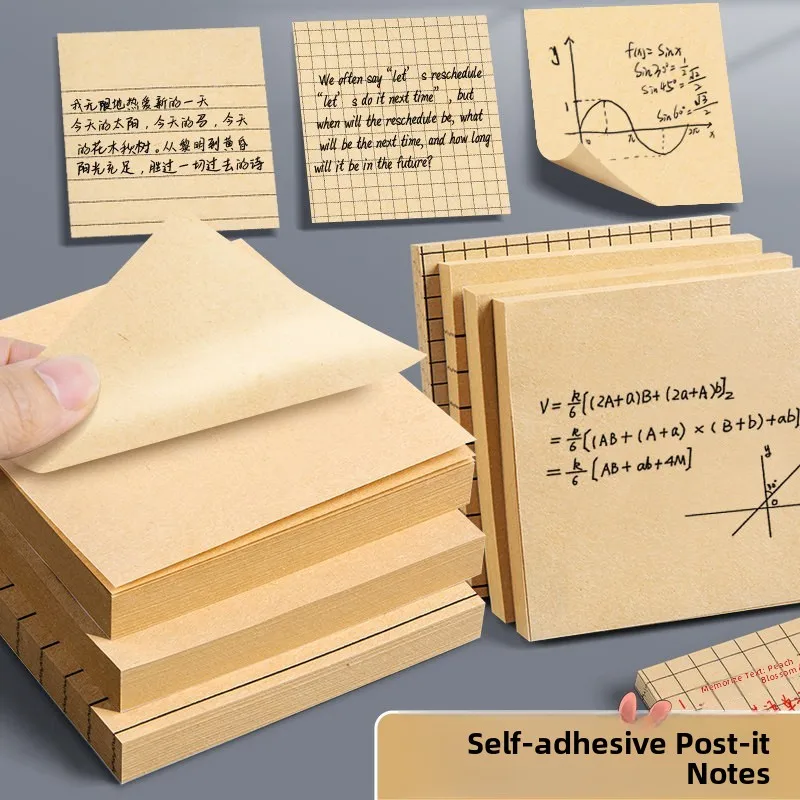 tearable-self-adhesive-kraft-paper-notes-sticky-labels-office-supplies-student-grid-mistake-book-marking-stickers