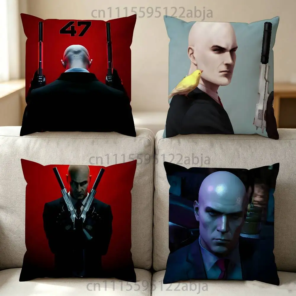 A-Agent 47 Hitman Throw Pillow Case 40x40cm Decoration DIY Square Chair Pillowcase Pad Cover
