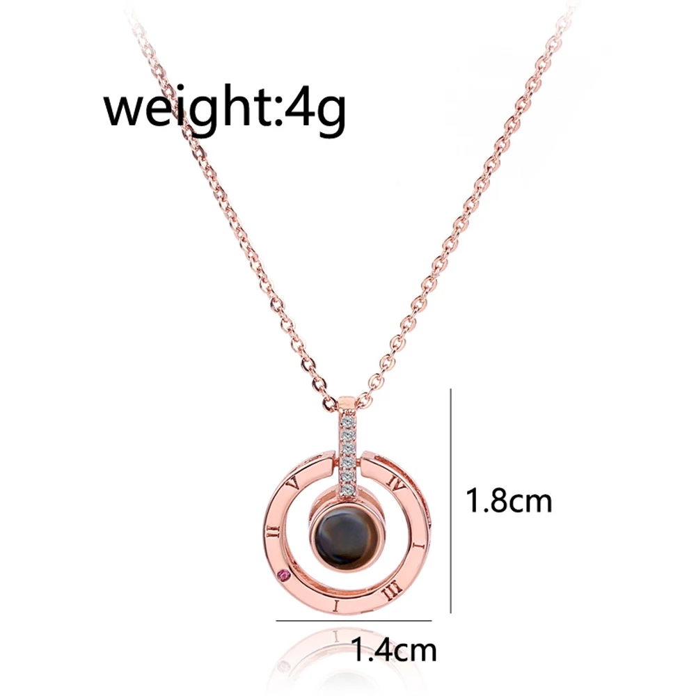 Fashionable Circular Projection Necklace Expresses 100 LanguagesI Love You Exclusive Necklace for Expressing Love Gift