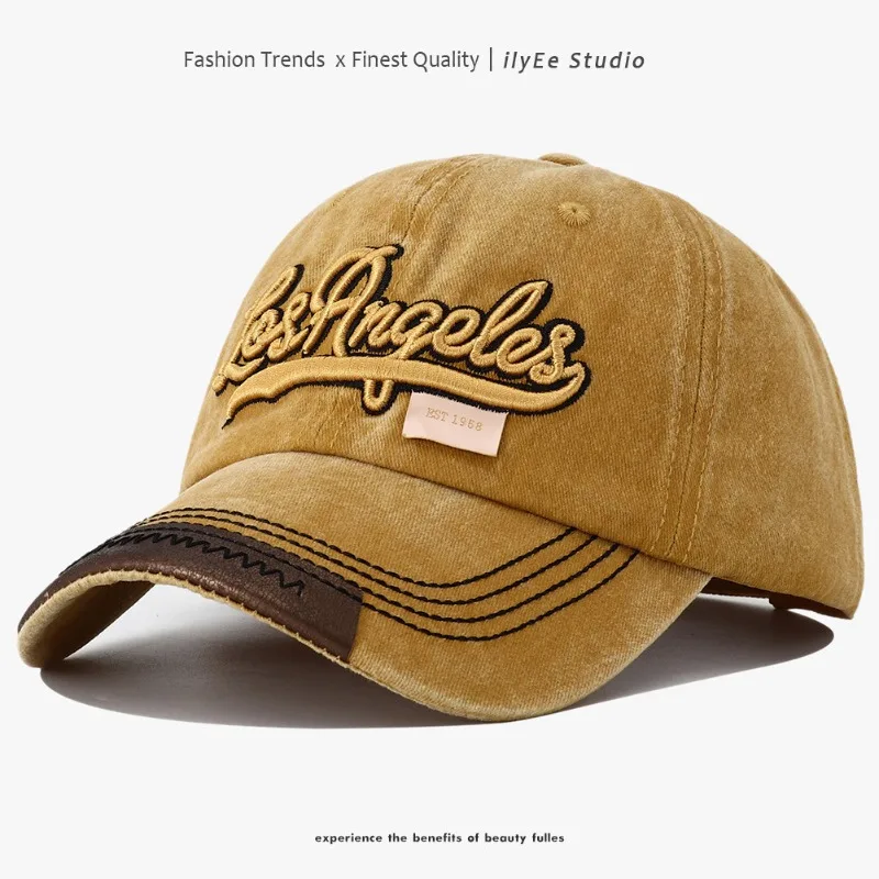 

New Adult Washed Hat Embroidered Alphabet Baseball Cap Outdoor Travel Sunscreen Shade Cap Fashion Trend Baseball Cap