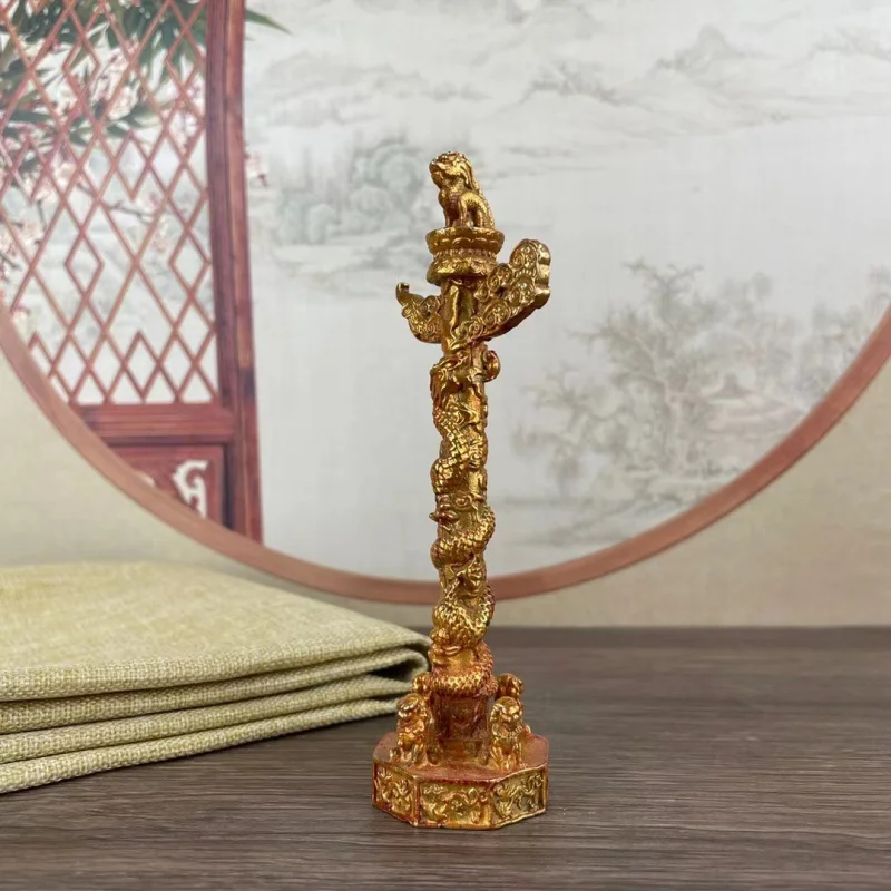 Antique Alloy Gilding Ornamental Columns Erected in Front of Palaces, Tombs, Etc Decoration Tiananmen Chinese Column Liuyun Drag