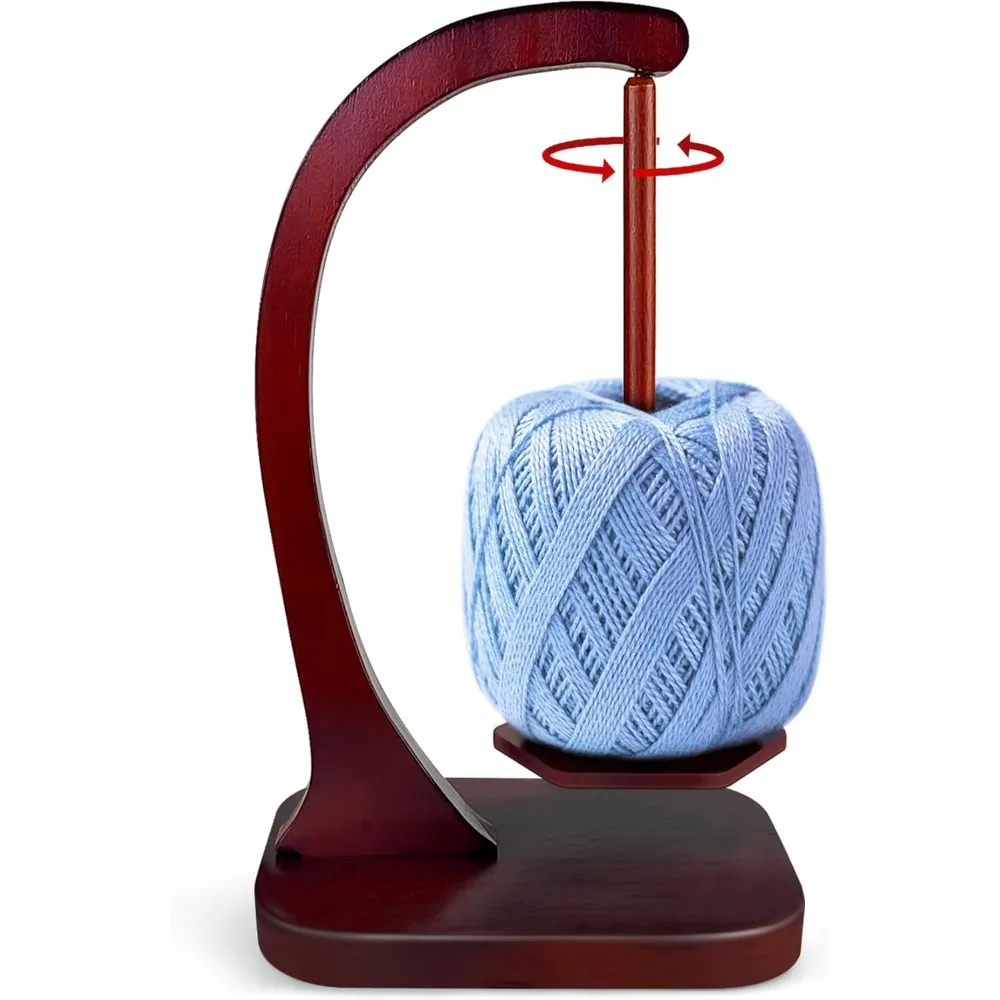 Yarn Holder for Crocheting and Knitting Wooden Yarn Spinner with Magnetic Rotating Mechanism and Anti-Slip Pads Crochet Gift