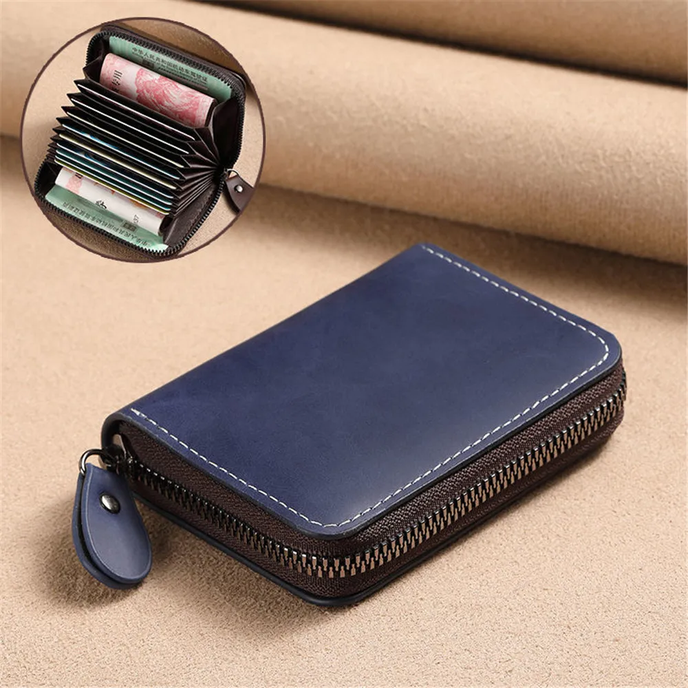 Fashion Women Business Black Brown Mini Card Holder Credit Card Wallet Bag Zipper Credit/Id/Bank Card Holder Case Coin Purse