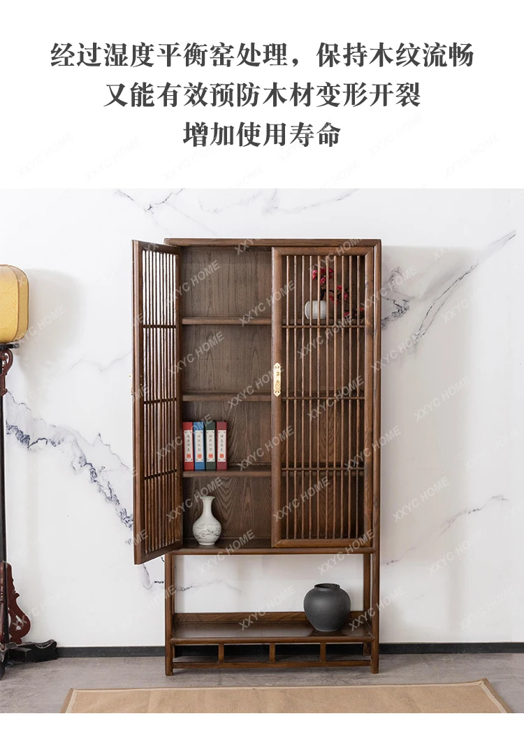 S New Chinese Zen Bookcase Old Elm Clothes Closet North America Walnut