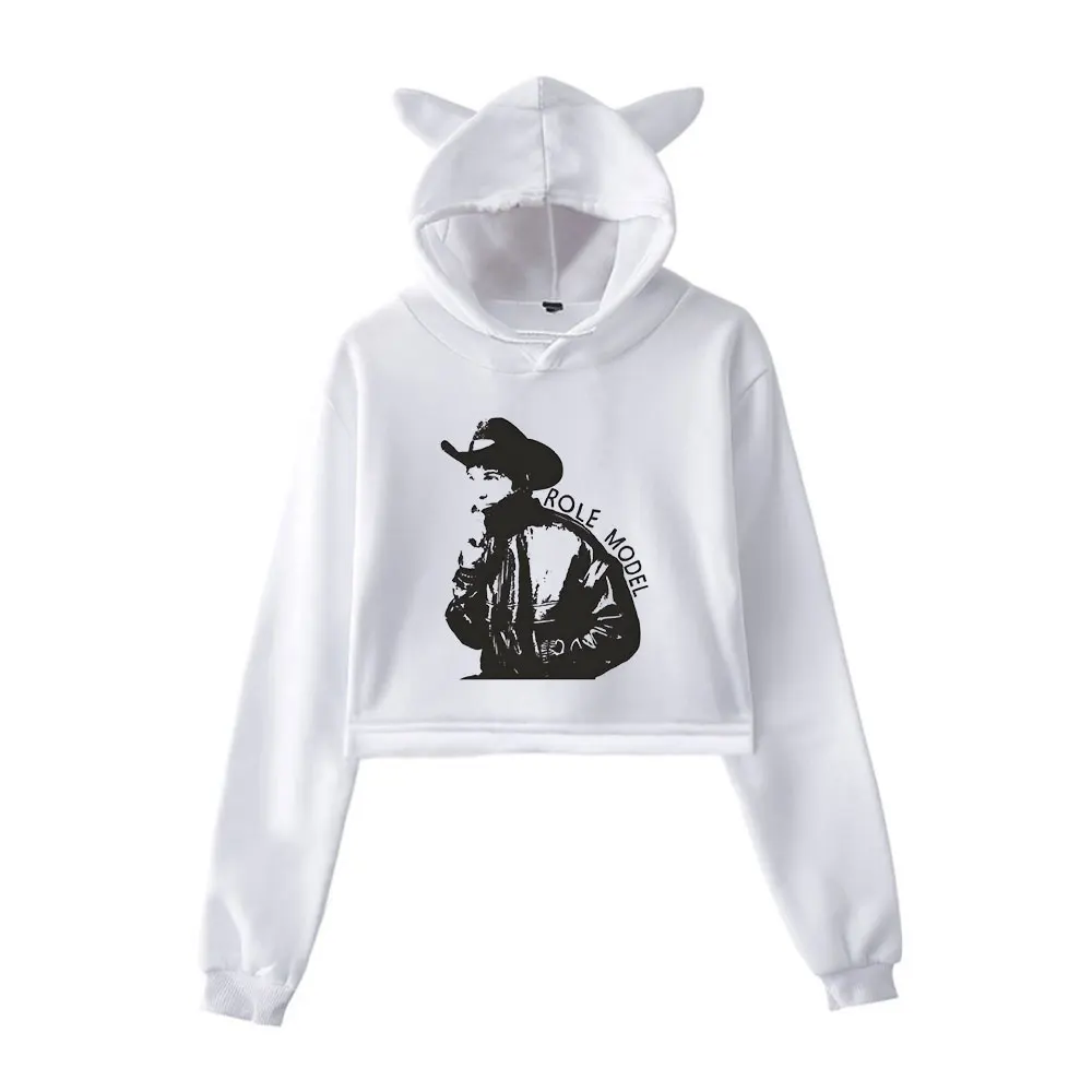 Role Model Merch Vintage 90s Streetwear logo Hoodie Hoodies Sweatshirts for Girls Cat Ear Crop Fashion Sports Pullover