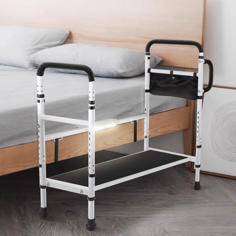 ‌Senior Safety Step Stools, Anti-Slip Bedside Riser with Handrail, Glow-in-Dark Mobility Aid, Adjustable Height Toilet Seat Step