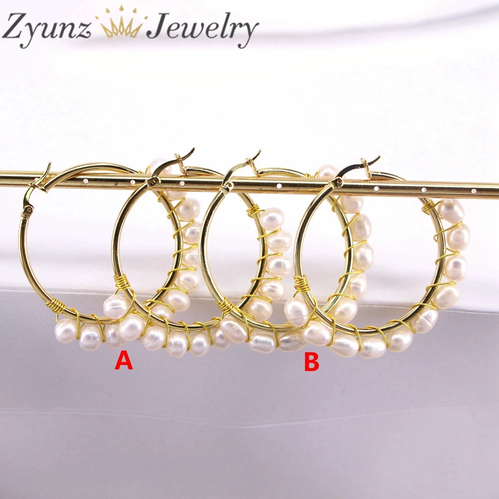 

5 пар, круглые серьги-кольца с белым жемчугом