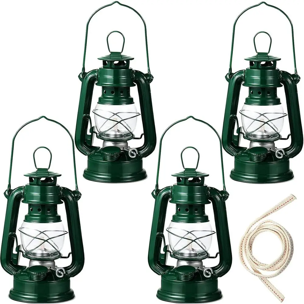 

4 Pieces Oil Lamp Lamp Kerosene Lantern or Indoor OutdoDecorative Hanging Oil Lantern with Wick or Hiking Ency Camping Party Dec