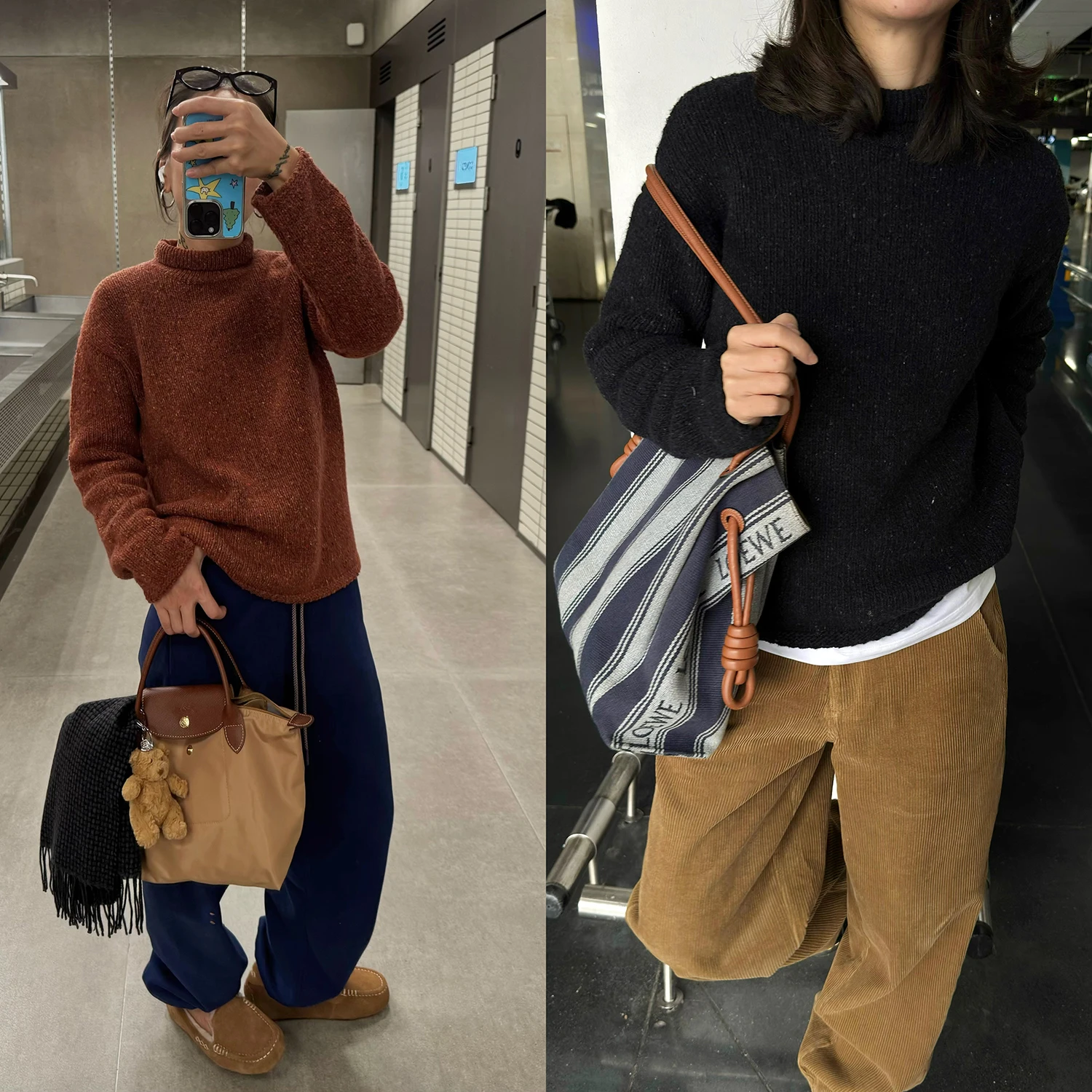 

BUNZOU f-Made Multicolor Particle Wool Sweater Loose Thiened oulder-Size for Women Commute Sle Regular Length