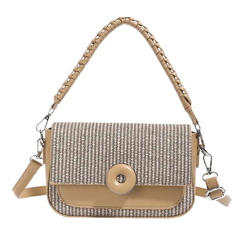 

2025 Woven Square Bag for Women Color-Block Crossbody Purse Adjustable Shoulder Strap with Top Handle Work to Weekend Bag