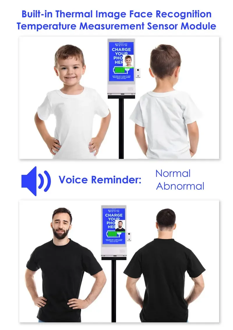 2020 Innovative 8 inch multi function advertising player with face recognition temperature detection measure