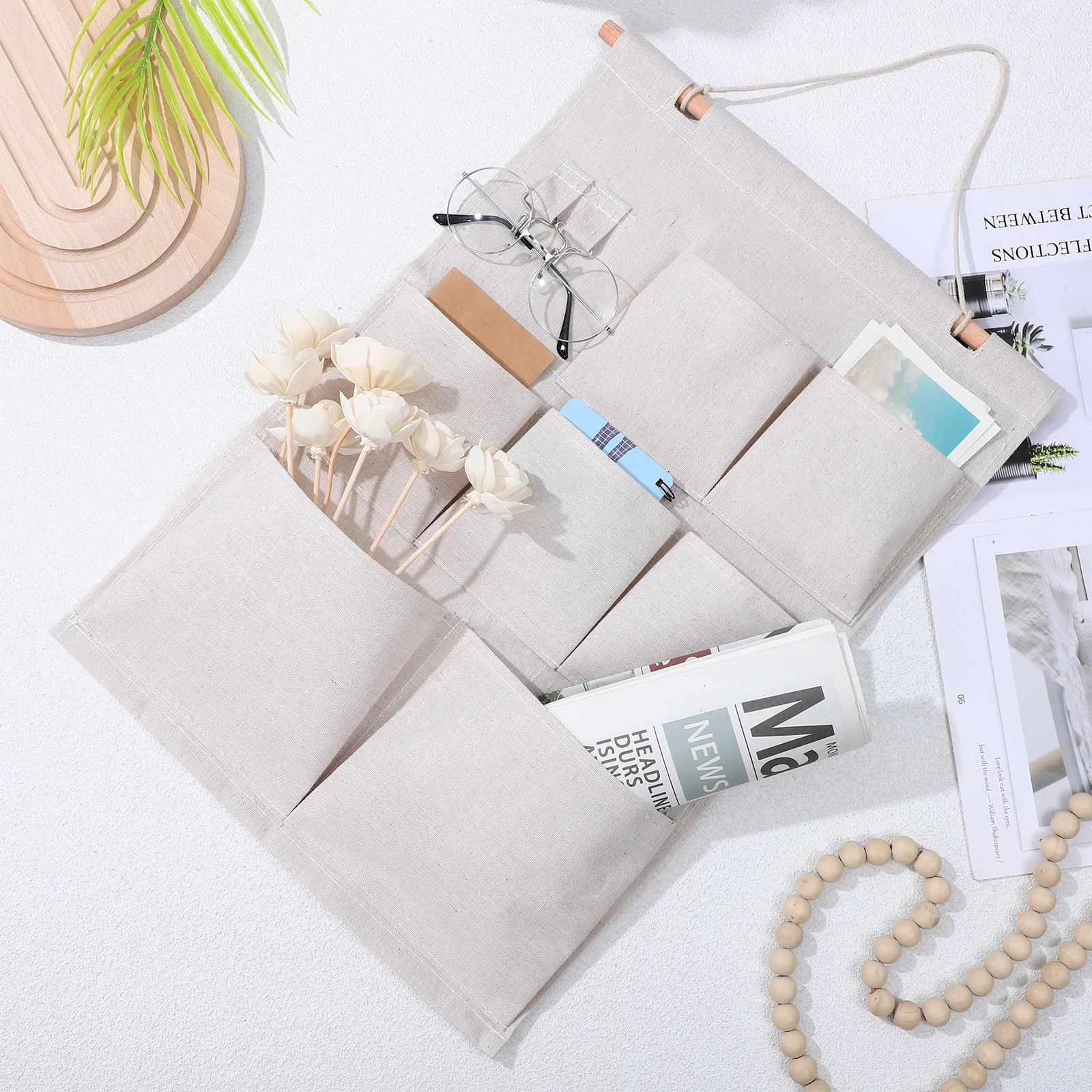 

Hanging Bag Organizer with Multi Pockets Hanging Closet Organizer for Bedroom Office Dorm Door Mountable White Single