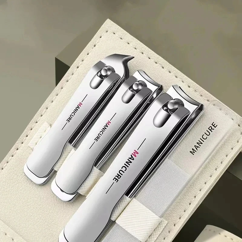 4PCS New Nail Clippers Set 4 with Rotating Leather Bag Professional Trimmer Pedicure Care Tools Manicure Set Home Care Gift