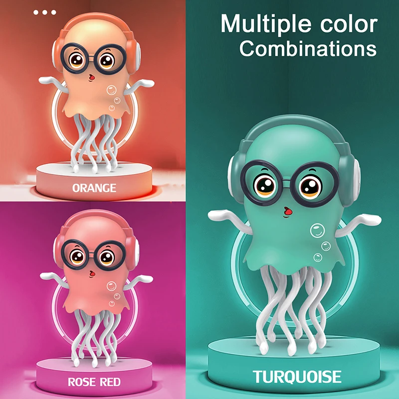 Dansende kruipende kwallen Kid Tummy Time Toys, oplichtende wandelende bewegende kwallen met muziek en obstakelvermijding